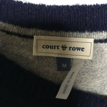 Court & Rowe Pullover Sweater Stretch Argyle Grey Blue Medium Merino Wool NEW