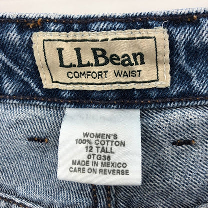L.L. Bean Mom jeans High Waisted Mom Size 12 Tall Elastic Waist Tapered Leg