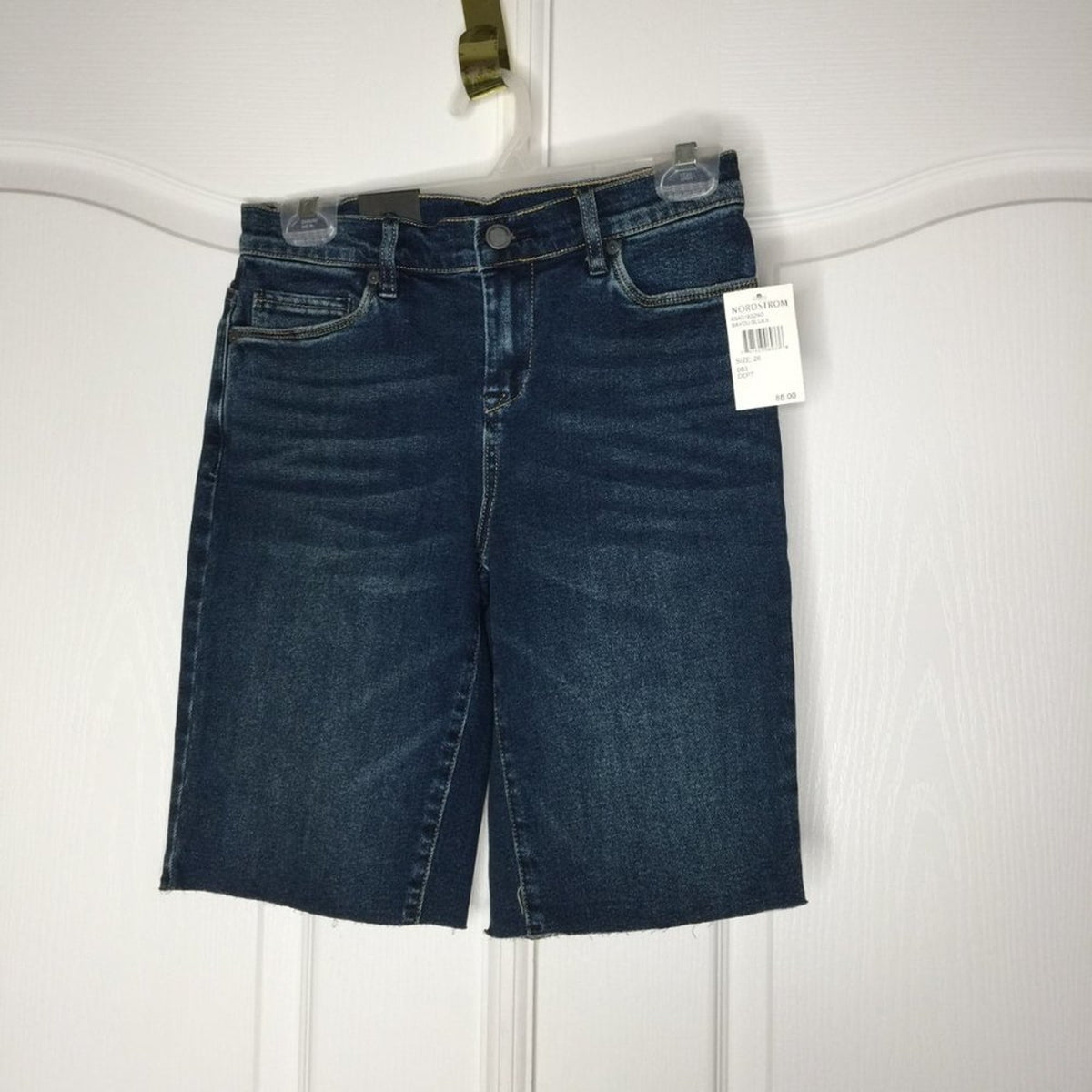 BlankNyc Green River Cutoffs Bermuda Shorts Raw Hem Denim Blue Size 26
