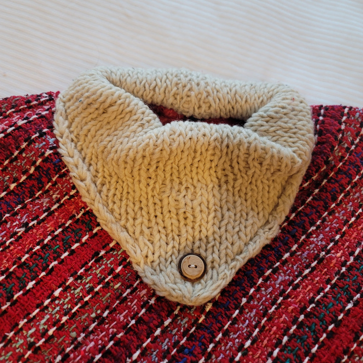 Handmade heavy poncho fringe wood button Winter One Size Multicolor Wool Cotton