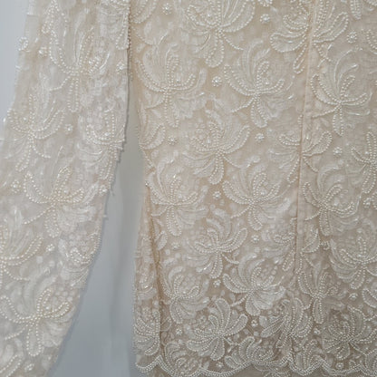 Lawrence Kazar N.Y. beaded Gown Mother in Law Wedding Dress Large Vintage Cream