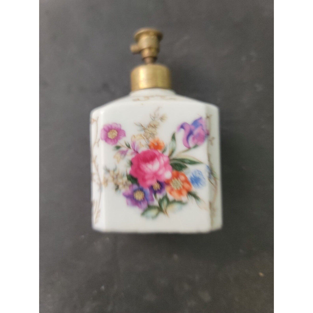 Vintage Thames Japan HandPainted Porcelain Perfume Atomizer Floral Bouquet 2"x4"
