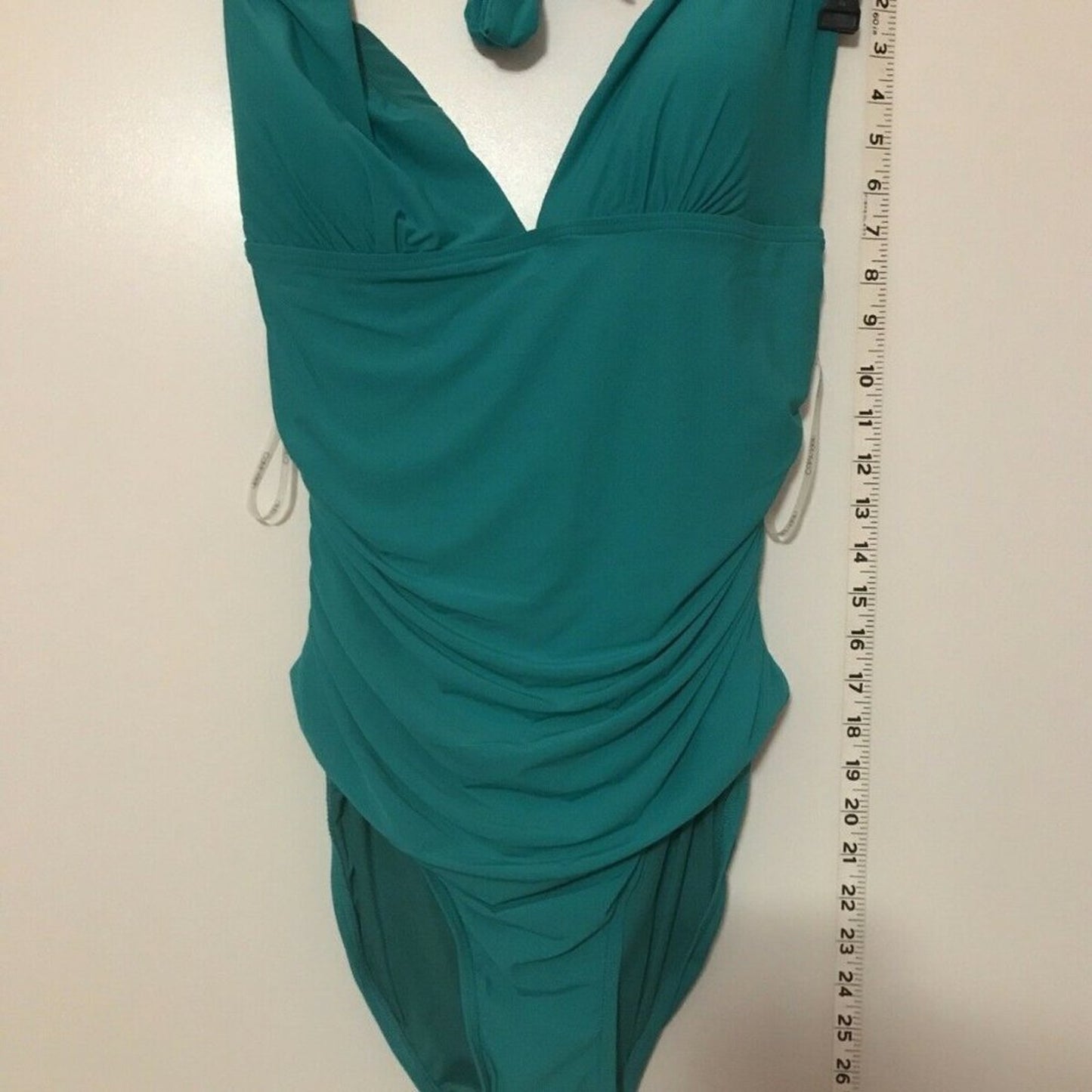 Calvin Klein Shirred Sides 1 Piece Swimwear Halter Size 14