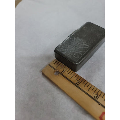 Antique Pewter Snuffbox Snuff Box Raised Floral Jardinière w/ Flowers Lid Design