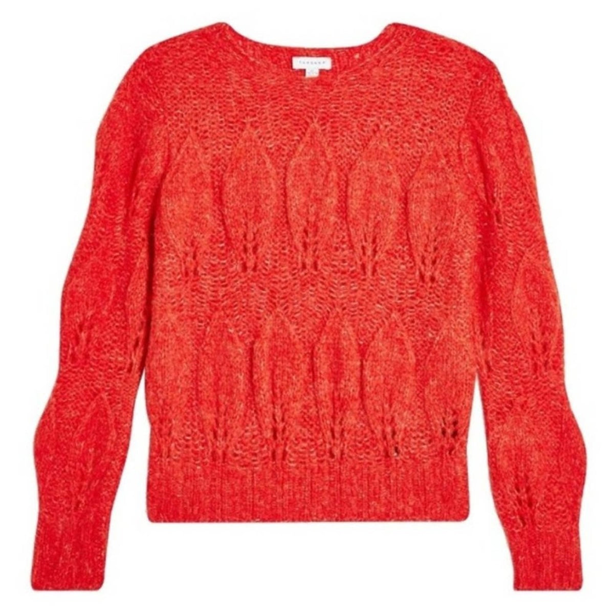 NWT Topshop Petal Pointelle Knit Pullover Sweater NEW Small RED