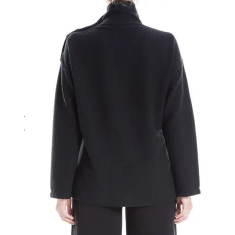 Max Studio Womens Button Shoulder Mock Pullover Sweater XL/Extra Large Black NWT