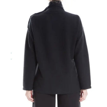 Max Studio Womens Button Shoulder Mock Pullover Sweater XL/Extra Large Black NWT