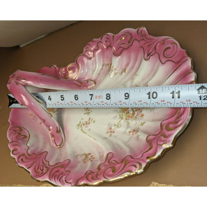 Limoge occo french porcelain dish with handle NAPPY candy  florals