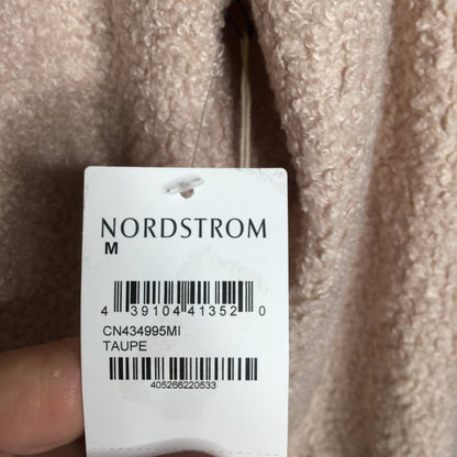 Caslon Faux Shearling Teddy VNeck Long Sleeves Pullover Sweater Taupe Medium NEW