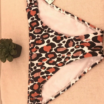 Bar iii Run Wild Animal Print Side-Shirred Bikini Size Large