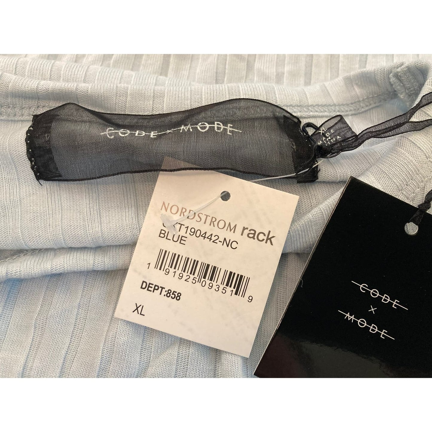 Code x Mode Lettuce Edge Crew Rib Pullover Top Size XL/Extra Large in Blue NWT