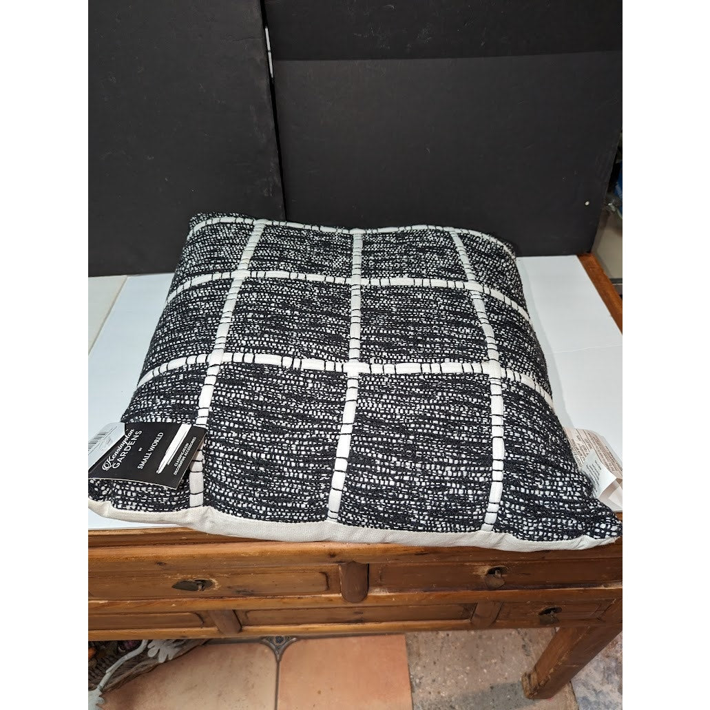Kensington Garden SMall World Black and White Decorative Cotton Pillow 20x20 NEW