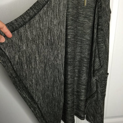 Cupio Lightweight Knit Open Front Cardigan Sweater Sleeveless Black/White Small