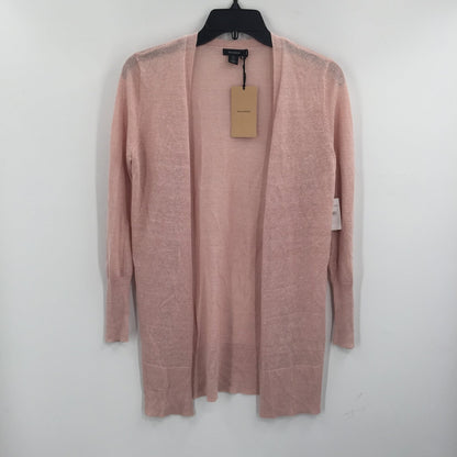 Halogen Long Ribbed Open Front Cardigan Sweater Long Sleeve Pink Smoke XX-Small Petite