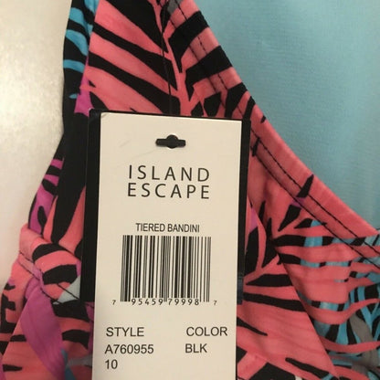 Island Escspe NEW Tiered Bandini Tankini Tropical Size 10