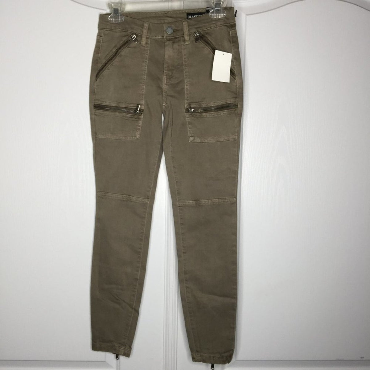 BLANKNYC Zipper Utility Skinny Jeans Low Rise Many pockets Denim Khaki Size 26