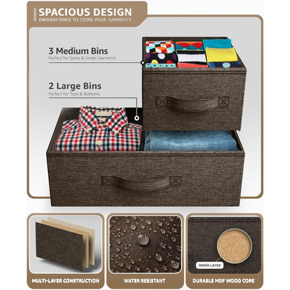 Sorbus Cube Storage Dresser Brown 5 Drawer Chest with Tabletop