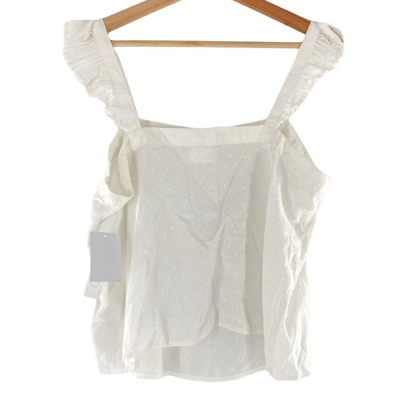 Abound Lightweight Swiss Dot Ruffle Strap Top Size XL/Extra Large in White NWT