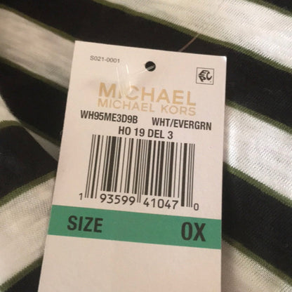 Michael Kors Blue White Evergreen Striped Long Sleeve Shirt OX / Large shirt top