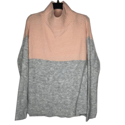 Susina Pullover Turtle-Neck Sweater pINK gRAY Long Sleeve Color-Block Small NEW