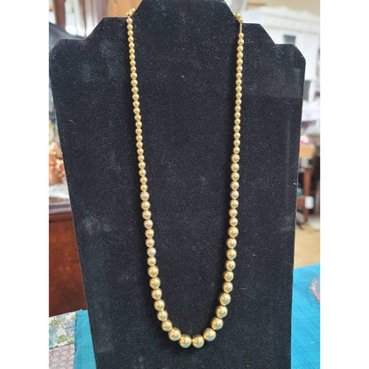 Napier Vintage Costume Jewelry graduated Heavy Gold Tone Beaded Necklace 24"