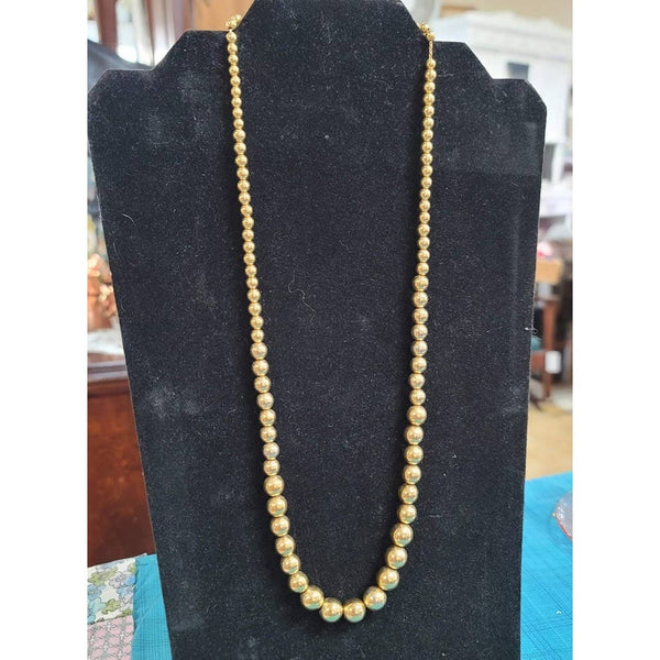 Napier Vintage Costume Jewelry graduated Heavy Gold Tone Beaded Necklace 24"