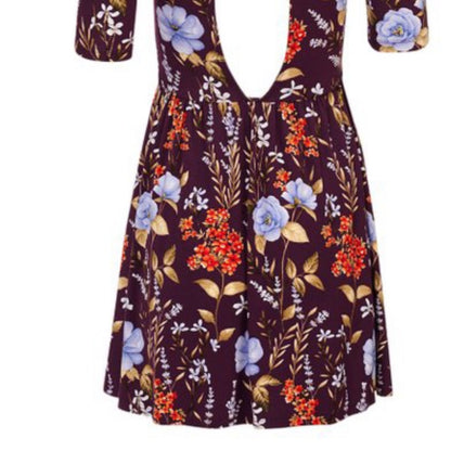 Forever 21 NEW Purple & Orange Floral Dress Size Medium new skater style