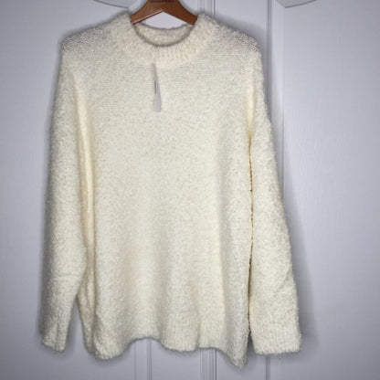 Topshop Longline Boucle Sweater crew neck Long Sleeves Ivory 8-10 NEW oversized