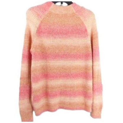 Caslon Striped Knit Pullover Sweater Size Large in Pink Space Dye NWT