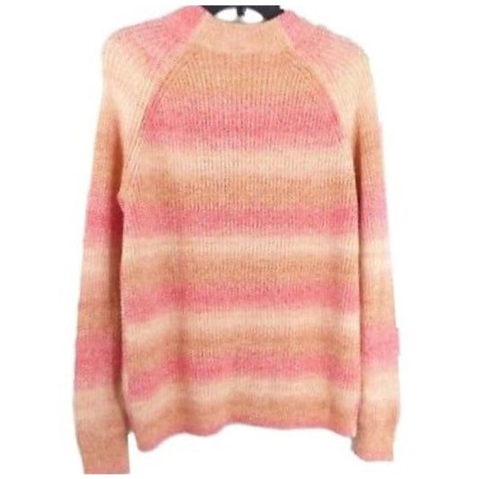 Caslon Striped Knit Pullover Sweater Size Large in Pink Space Dye NWT