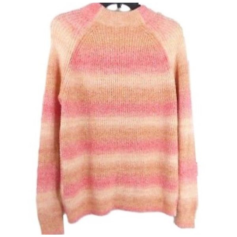 Caslon Striped Knit Pullover Sweater Size Large in Pink Space Dye NWT