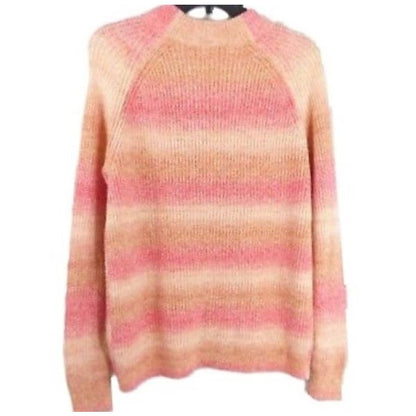 Caslon Striped Knit Pullover Sweater Size Large in Pink Space Dye NWT