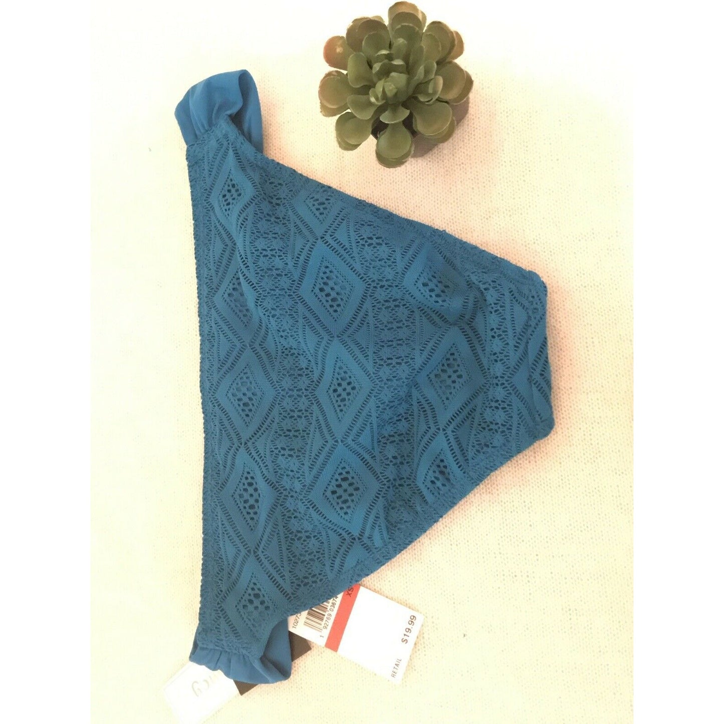 Hula Honey NEW Blue Crochet Bikini Bottoms Size XSmall Swimsuit Swim XS