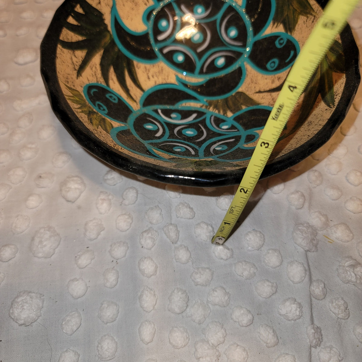 Sea Turtle Pair Clay footed bowl Salsa Salt Serving Glazed Teal Black Yellow