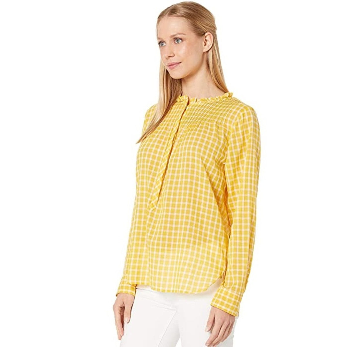J. Crew NEW Yellow Ruffle Popover Shirt Size XXS