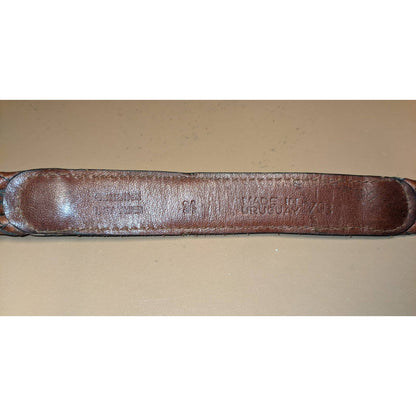 Vintage Three Strand Braided Genuine Leather Belt Solid Brass Buckle size 34"