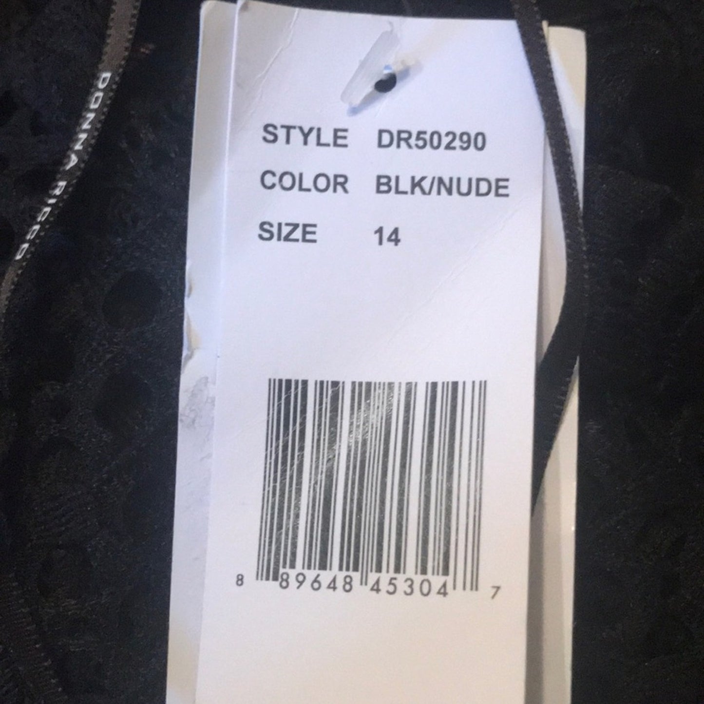 Donna Ricco NEW Black Lace V-Neck Dress gothic 14 casual short sleeve SEE THRU
