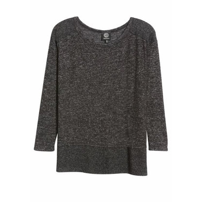 Bobeau Layered Look Long Sleeve Tunic Top Sz XS/Extra Small Raven Black Mix NWT