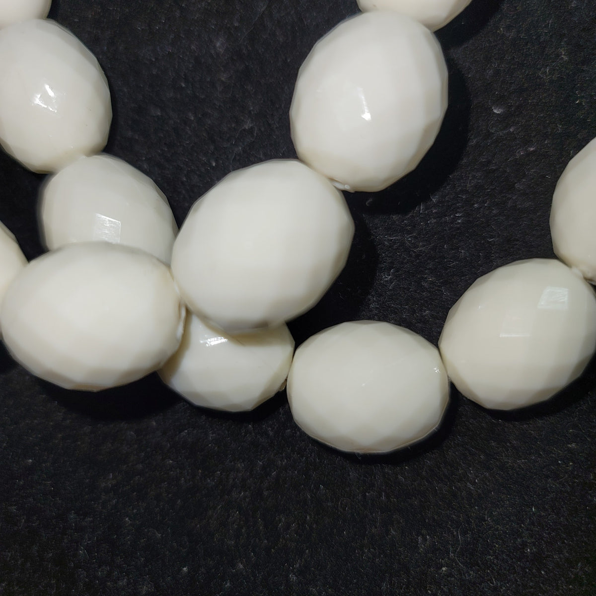Vintage white double strand faceted beaded necklace  Costume Jewelry Fashion