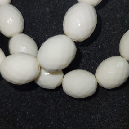 Vintage white double strand faceted beaded necklace  Costume Jewelry Fashion