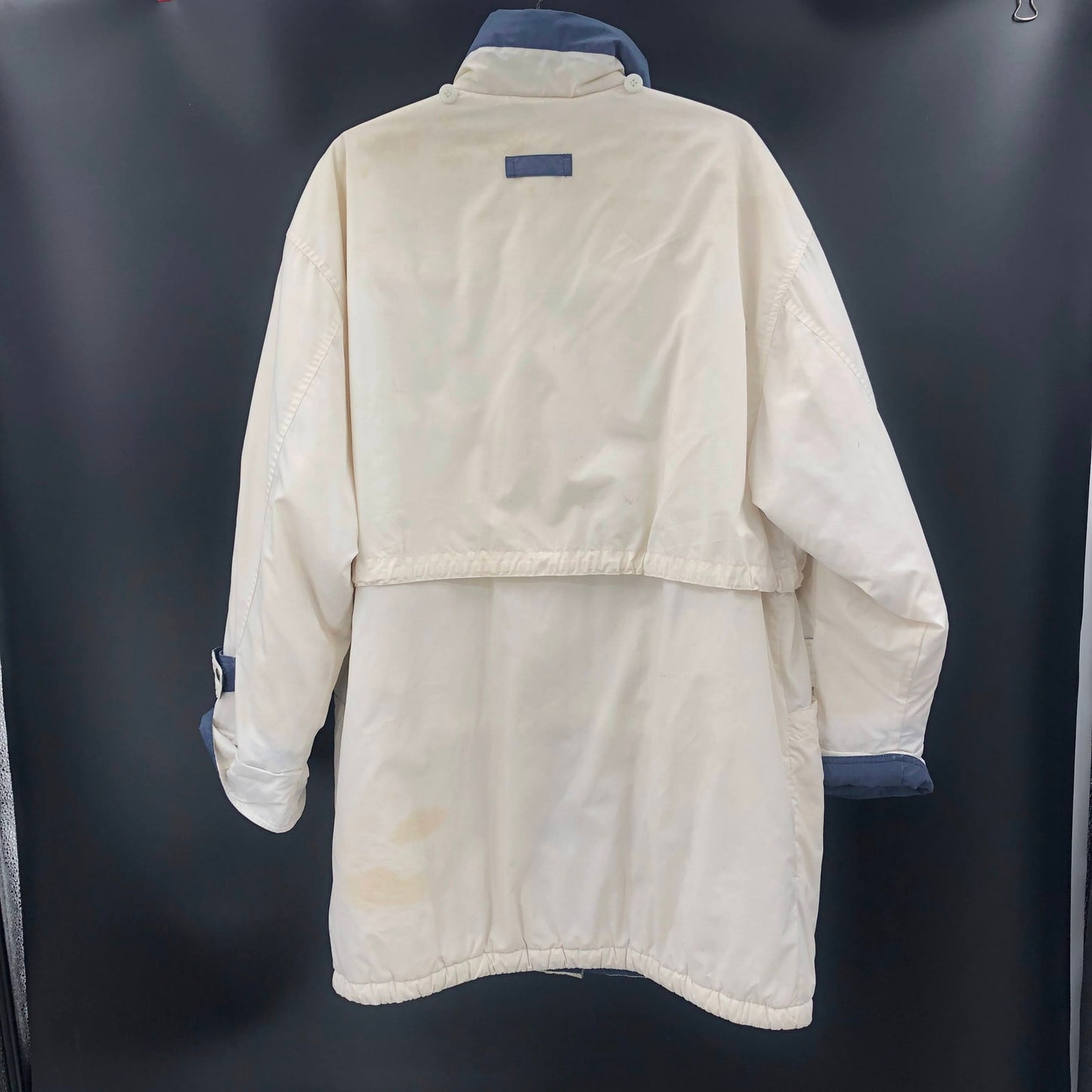 Cabin Creek Vintage 1990s Large Cinching Winter Coat White Blue Details Thick
