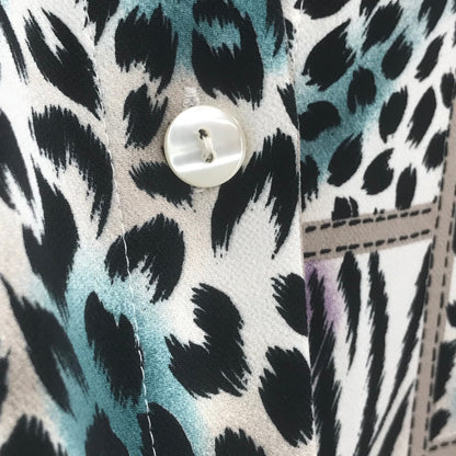 Alfred Dunner Women's Long Sleeves Button Up Shirt Top Animal Print Size 14 NWT