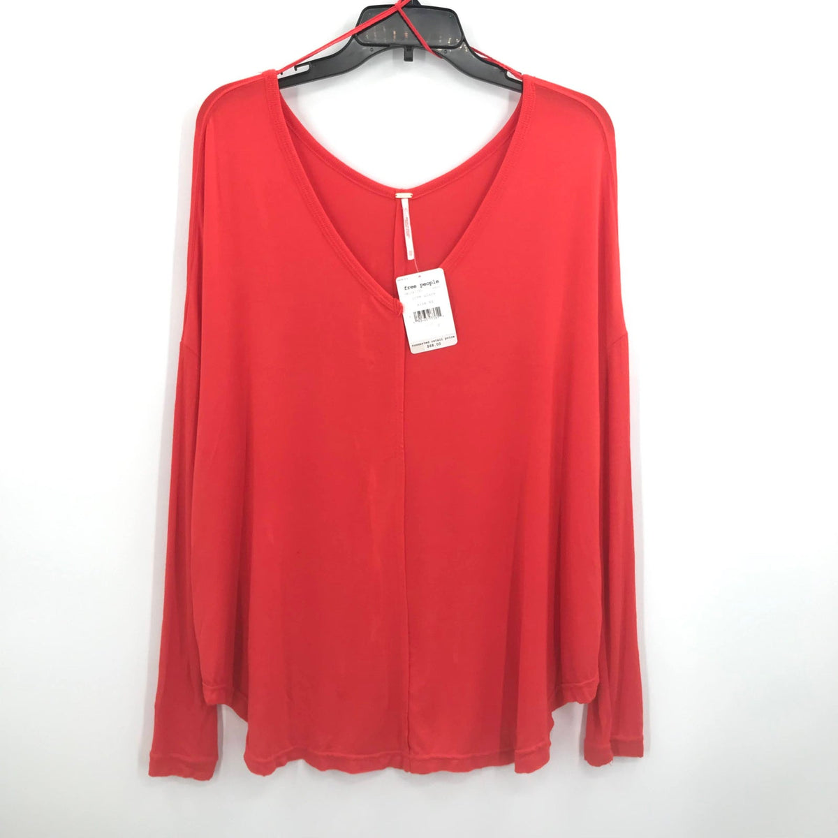 Free People Love Glare Blouse Top Long Sleeves V-Neck Red Size X-Small NWT