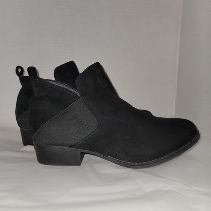 Mia Amore Size 9 Womens Black Pull ON ANkle Booties Boots Almond Toe Memory Foam