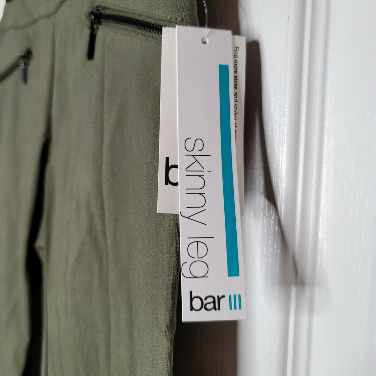 Bar Iii Cropped Skinny Pull-On Pants High Rise Zip-Pocket Green Casual XX-Small