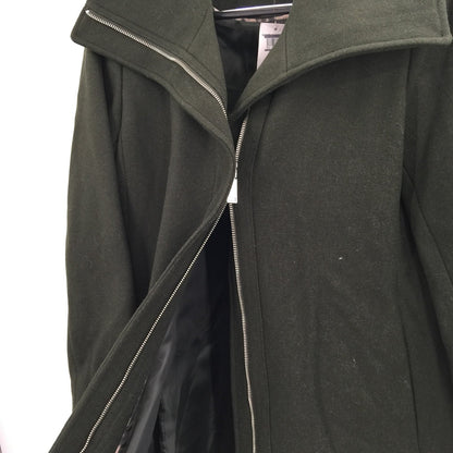 Nine West Wool Blend Winter Coat Jacket Front Full Zip Solid Green Size Large
