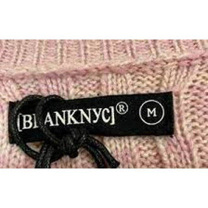 BlankNYC Women's Cable Knit Pullover Sweater Medium Lilac Mist Heather NWT Crew