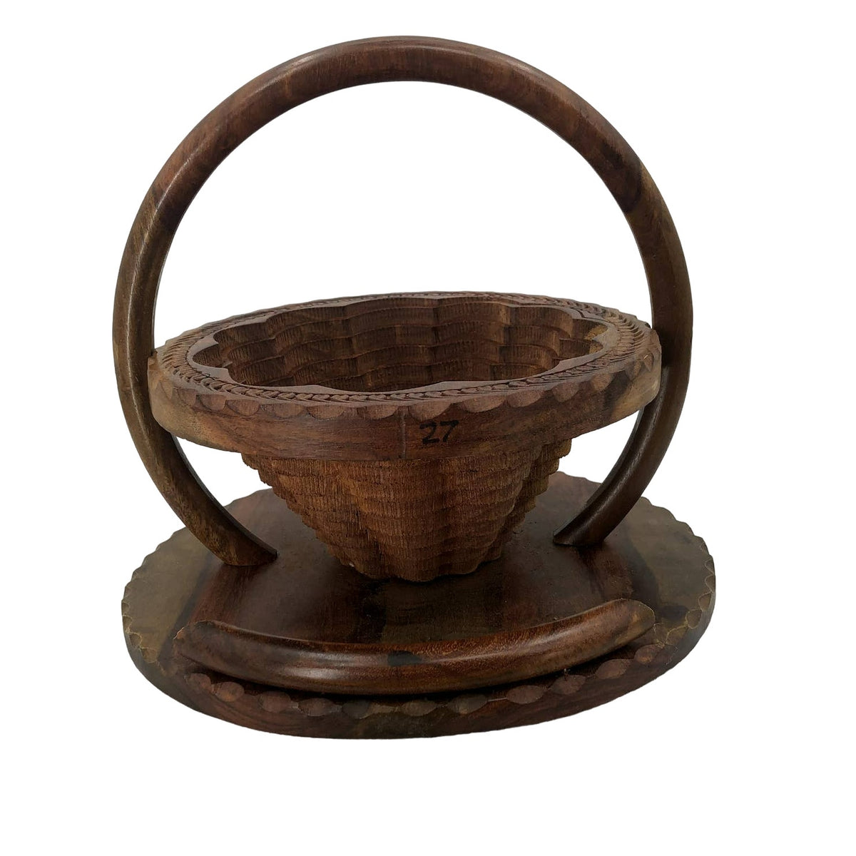 Carved Wooden Collapsible and Foldable Fruit Bowl - Fun and Unique Piece