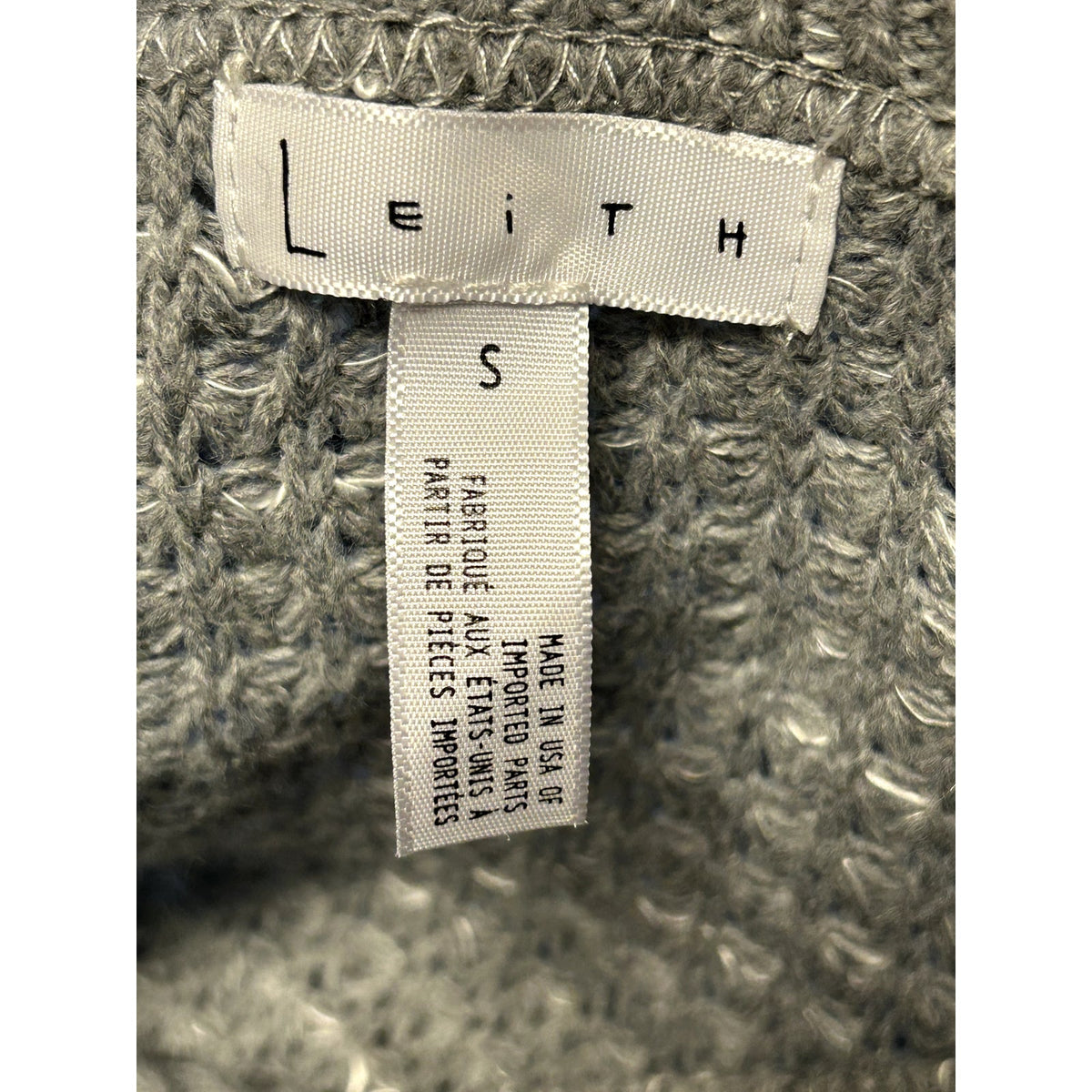 Leith NWT Classic Knitted Pullover Sweater Long Sleeve V-Neck Gray Size Small