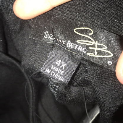Suzanne Betro Black Wide Leg High Waisted Pants 4X